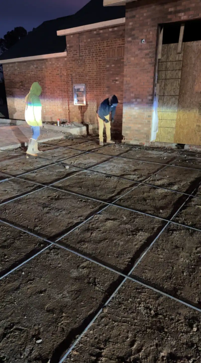 An industrial concrete slab area at a plant site.